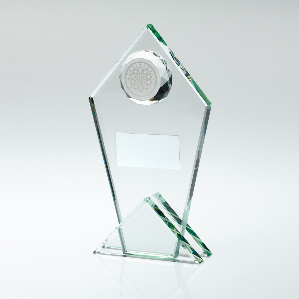 Jade Glass Award Pointed Plaque With Dartboard
