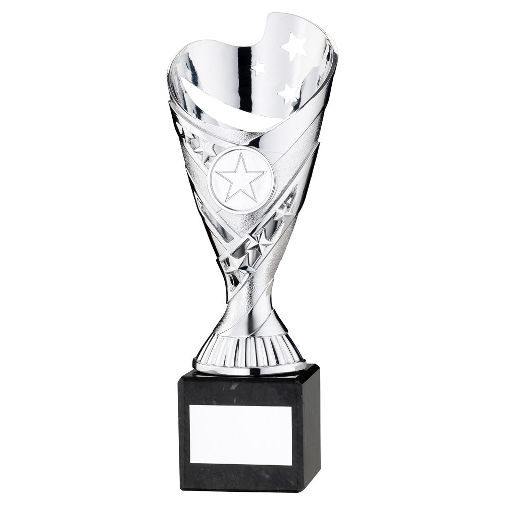 Silver Plastic 'Sabre Star' Trophy Cup On Black Marble Base