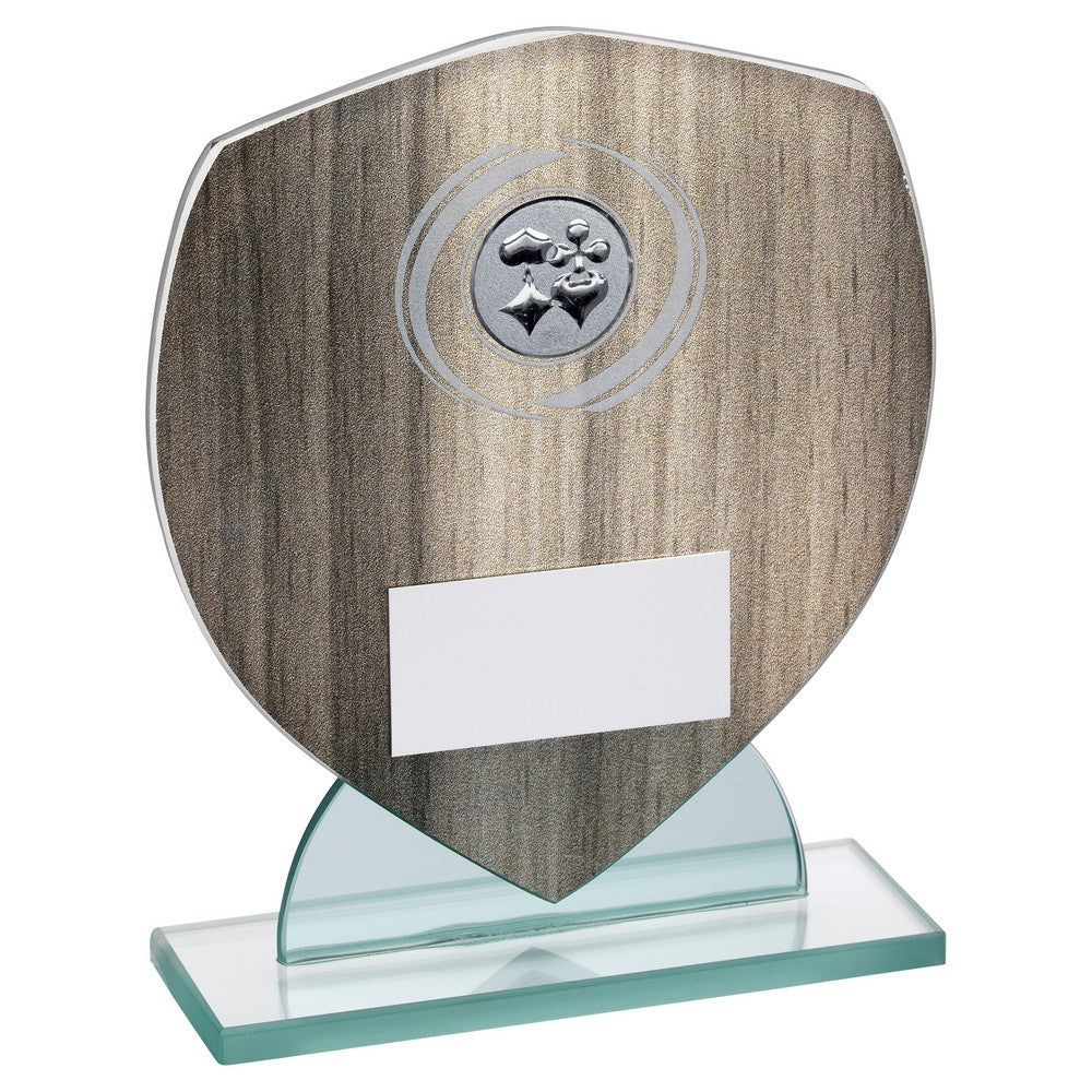 Cards Wood-Effect Glass Shield Award
