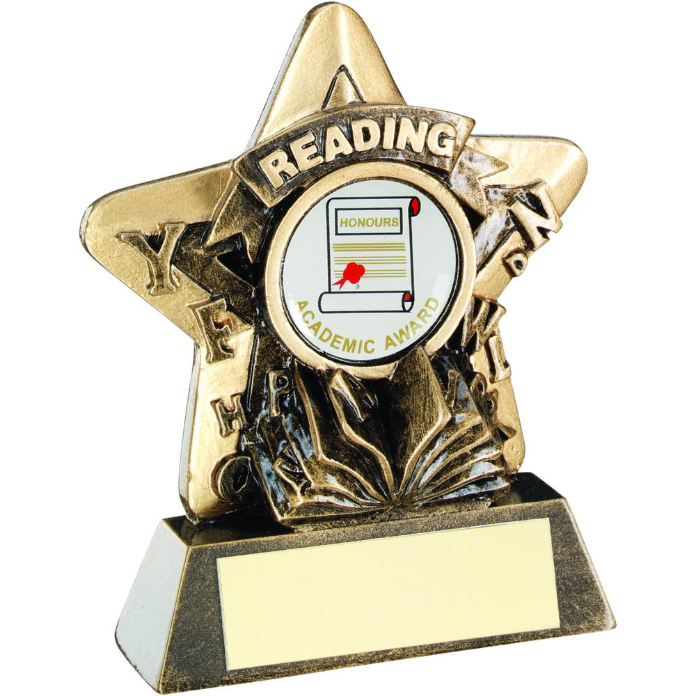 Bronze/Gold Reading Mini Star Trophy - (1in Centre) 3.75in