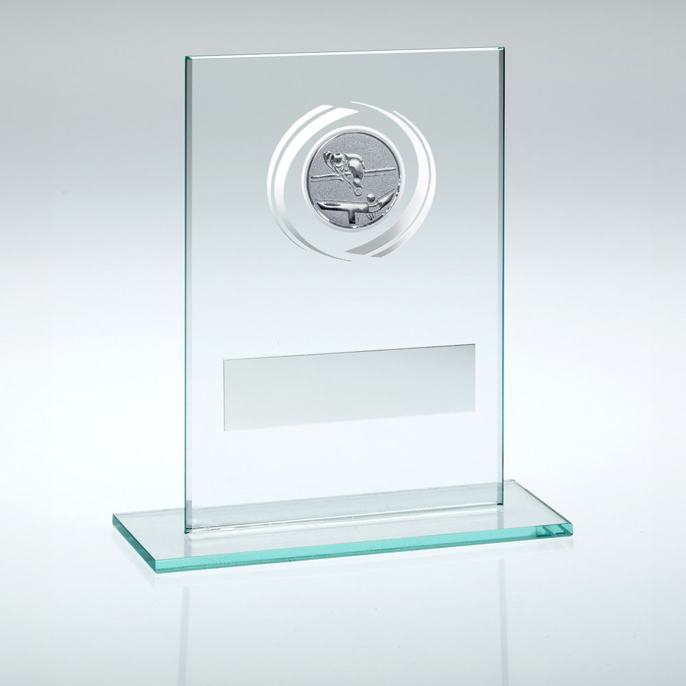 Jade/Silver Glass Award With Pool/Snooker Insert
