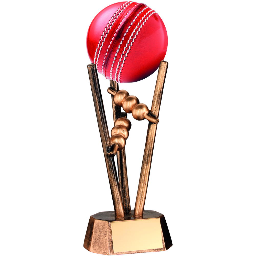 Bronze/Gold Resin Cricket Ball Holder - 6.5in