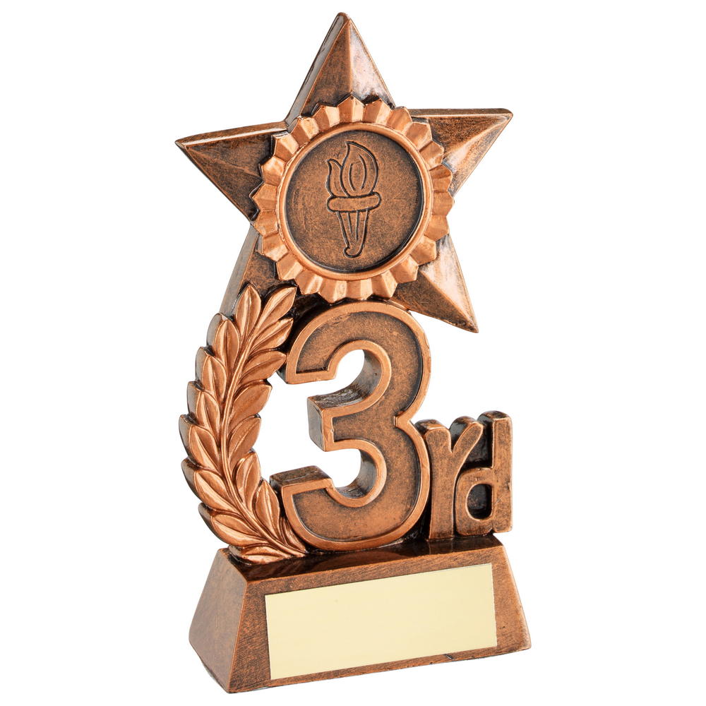 Leaf And Star Award Trophy (1in Centre) - Bronze 3rd - 4.75in