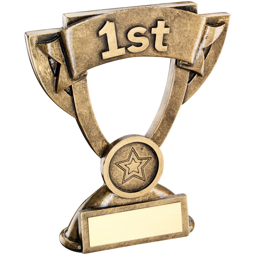 Bronze/Gold Mini Cup Position Trophy - '1st' (1in Insert) 5in