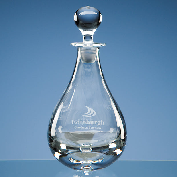 Handmade Teardrop Glass Wine Decanter - Engraved