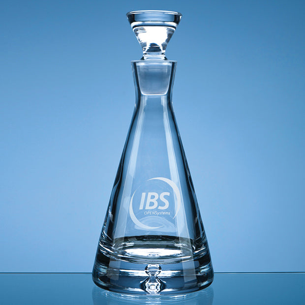 Engraved 0.75L Bubble-Base Pyramid Glass Decanter