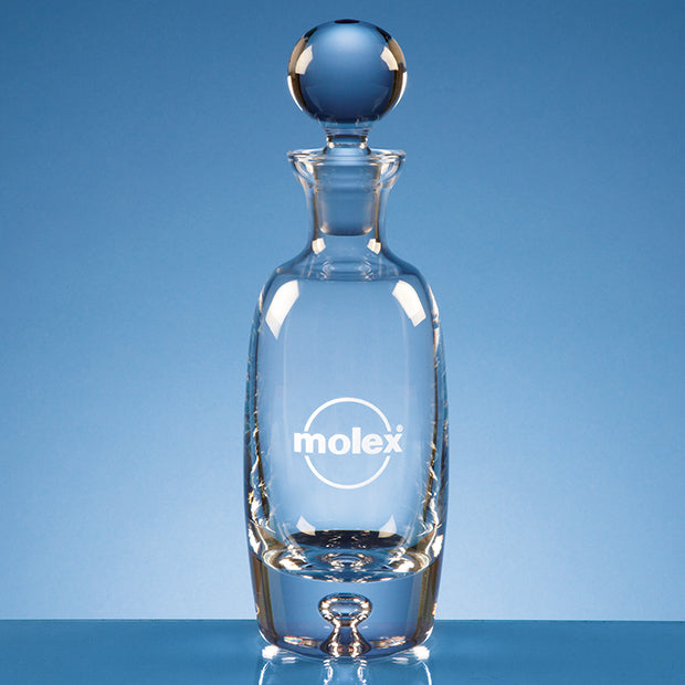 Engraved Tall Glass Bubble-Base Wine Decanter