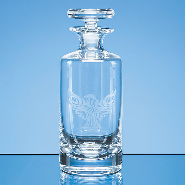 Engraved Round Mini Glass Decanter - Handmade