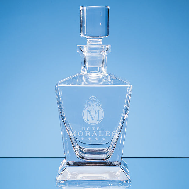 Engraved Tapered Square Glass Spirit Decanter