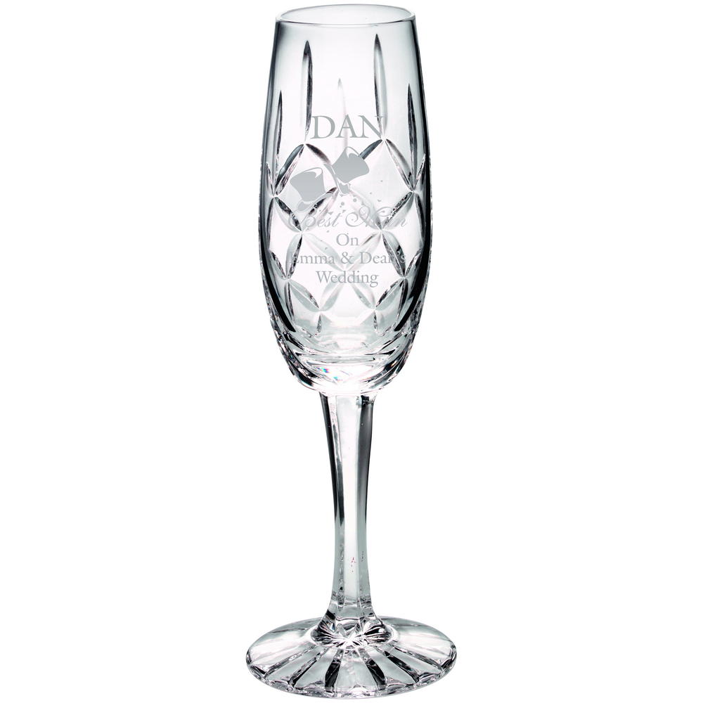 Engraved Solitaire 24% Lead Crystal 140ml Classic Champagne Flute