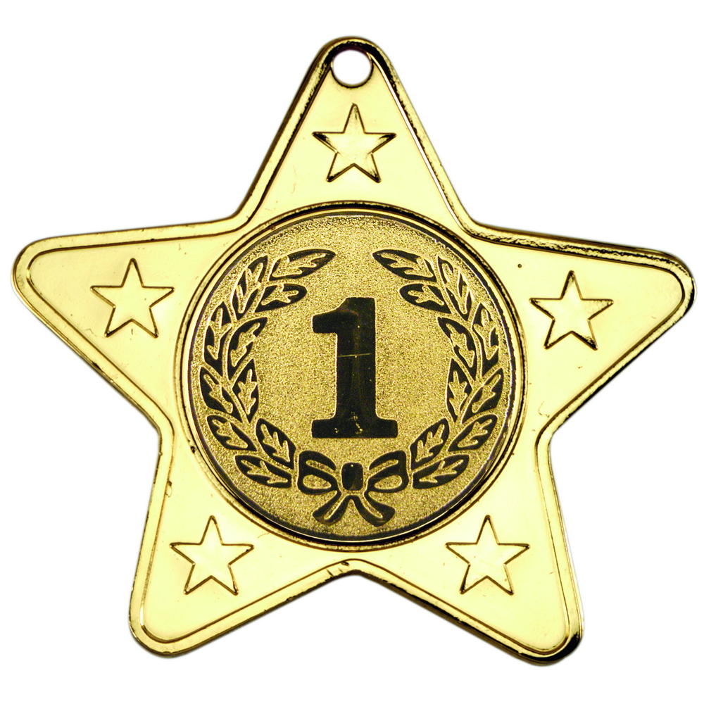 Star Shaped Medal With 5 Mini Stars (1in Centre) - Gold 2in