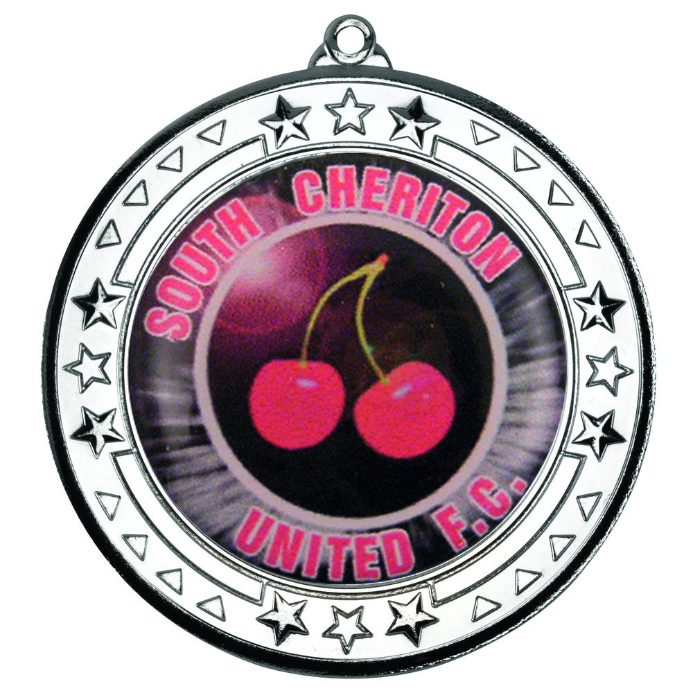 Tri Star Medal (2in Centre) - Silver 2.75in