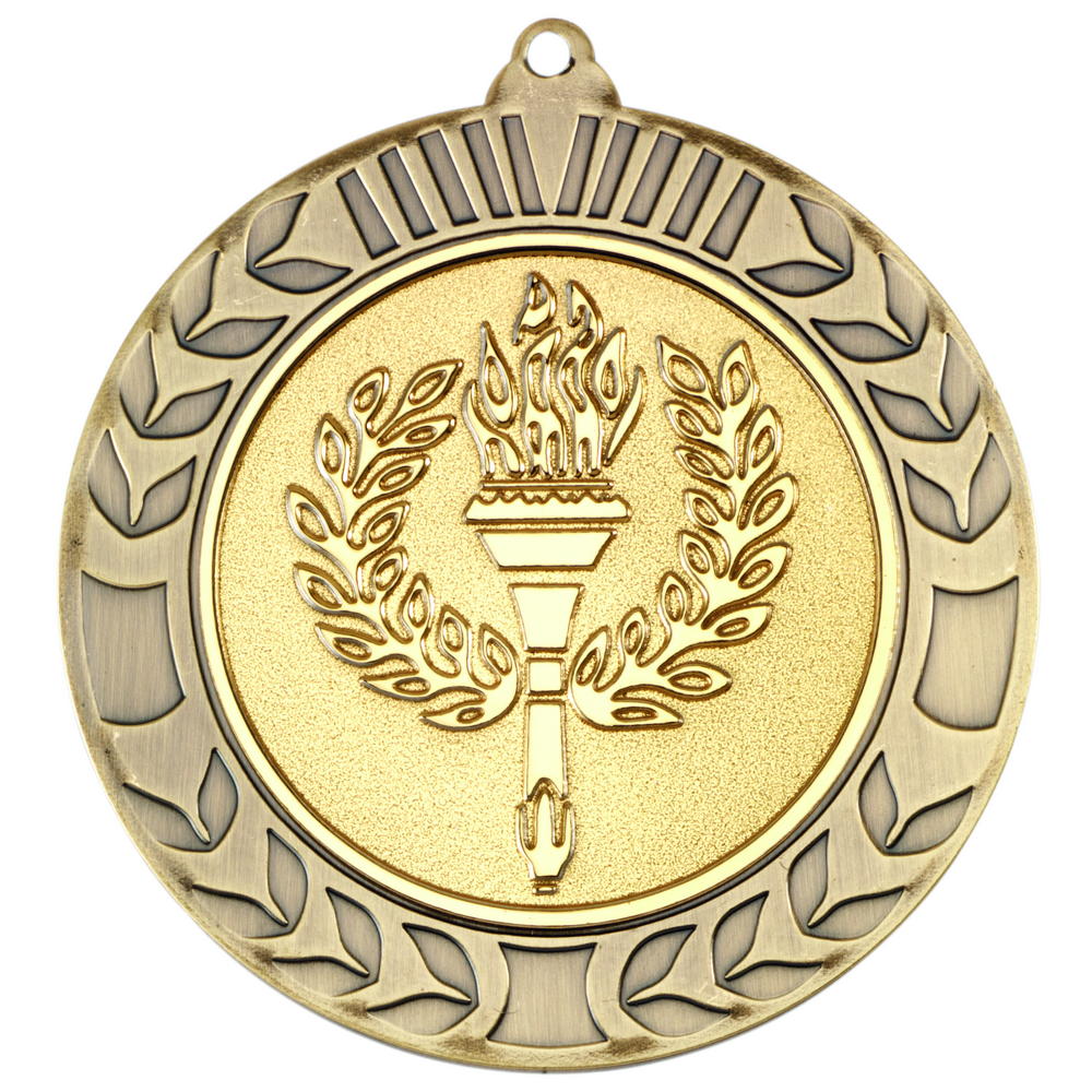 Wreath Medal (2in Centre) - Antique Gold 2.75in