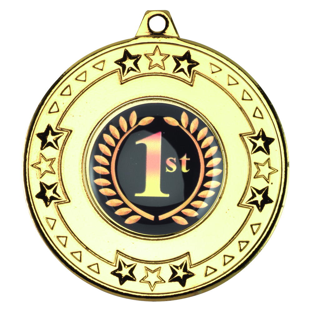 Tri Star Medal (1in Centre) - Gold 2in