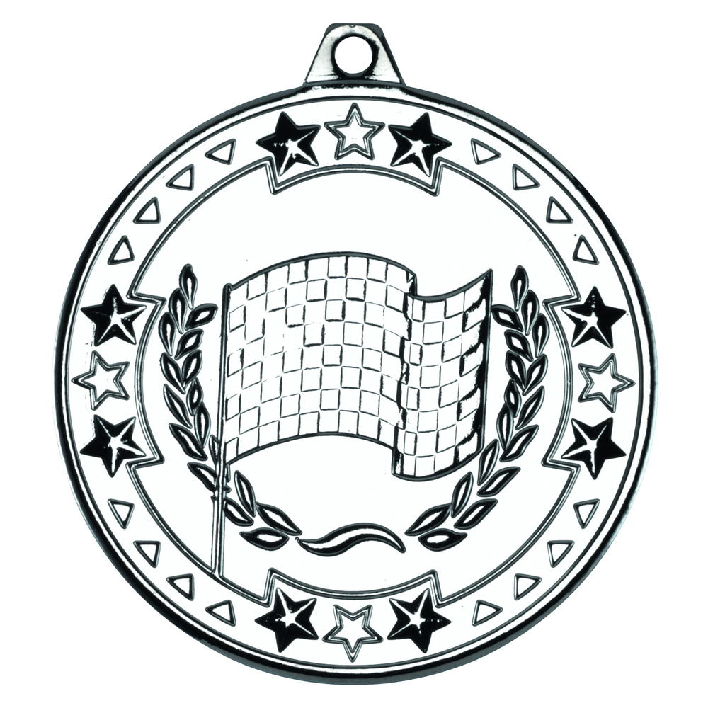 Motor Sport 'tri Star' Medal - Silver 2in