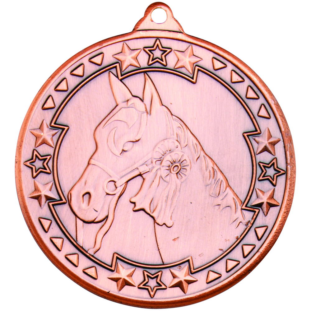 Horse 'tri Star' Medal - Bronze 2in