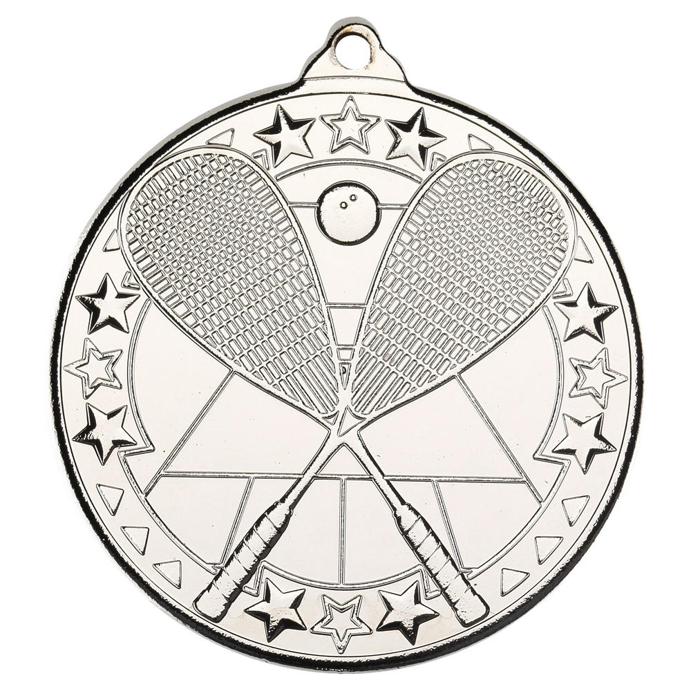 Squash 'tri Star' Medal - Silver 2in