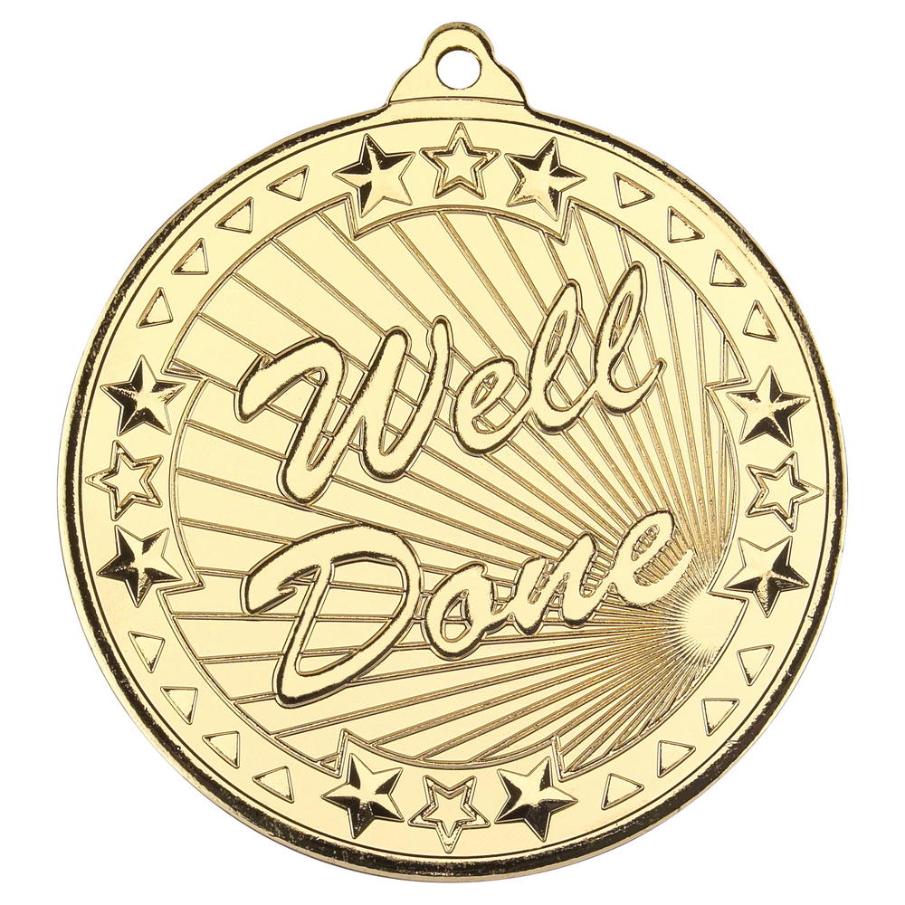 Well Done 'tri Star' Medal - Gold 2in