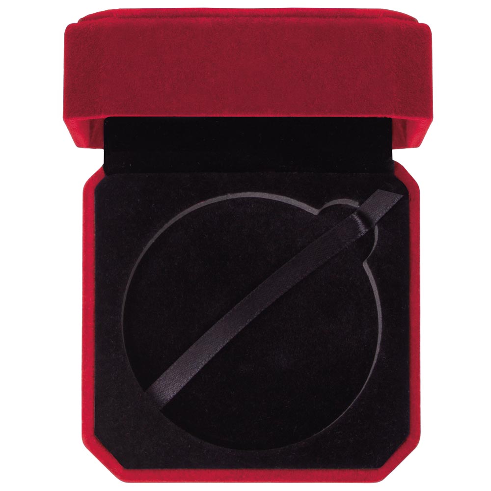 Aspire Velour Medal Box Burgundy 70mm