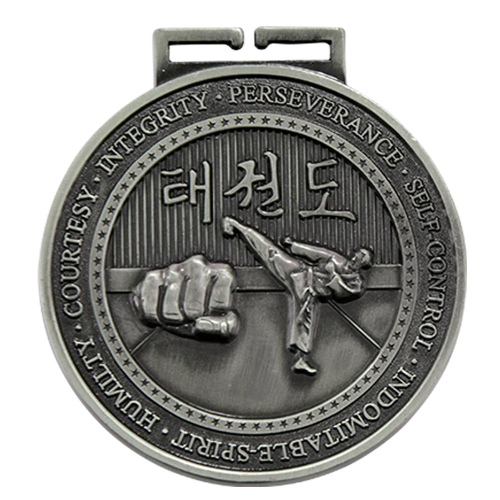 Olympia Taekwondo Medal Antique Silver 70mm