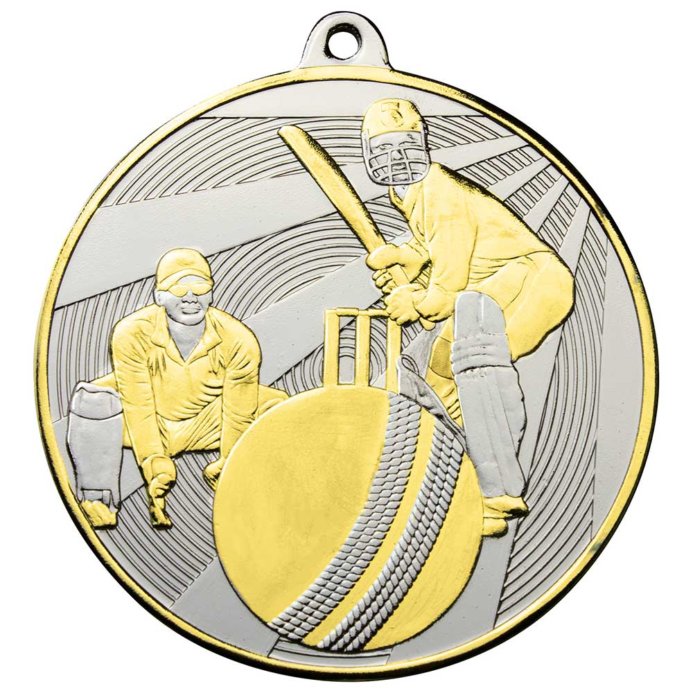 Premiership Cricket Medal Gold & Silver 60mm
