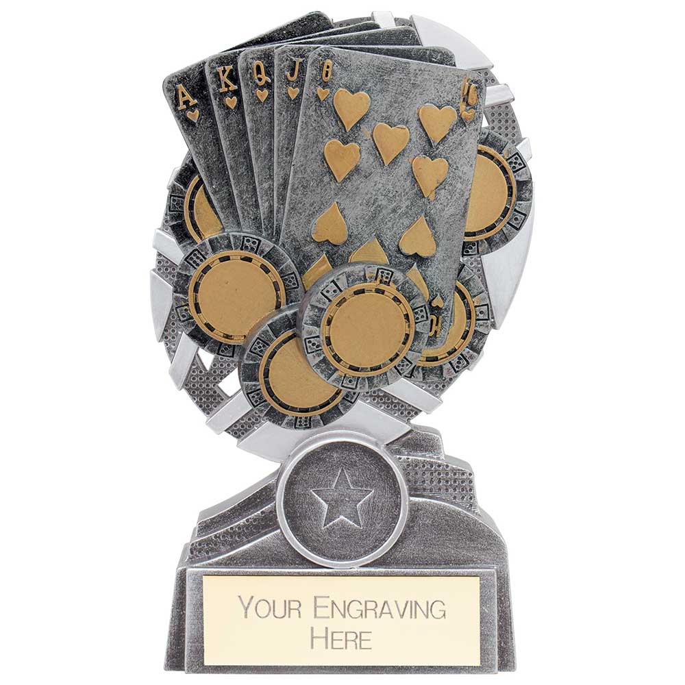 The Stars Poker Cards Plaque Award - Silver & Gold