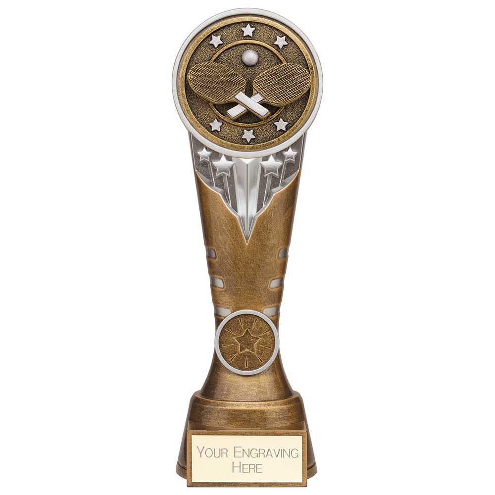 Ikon Tower Table Tennis Award - Antique Silver & Gold