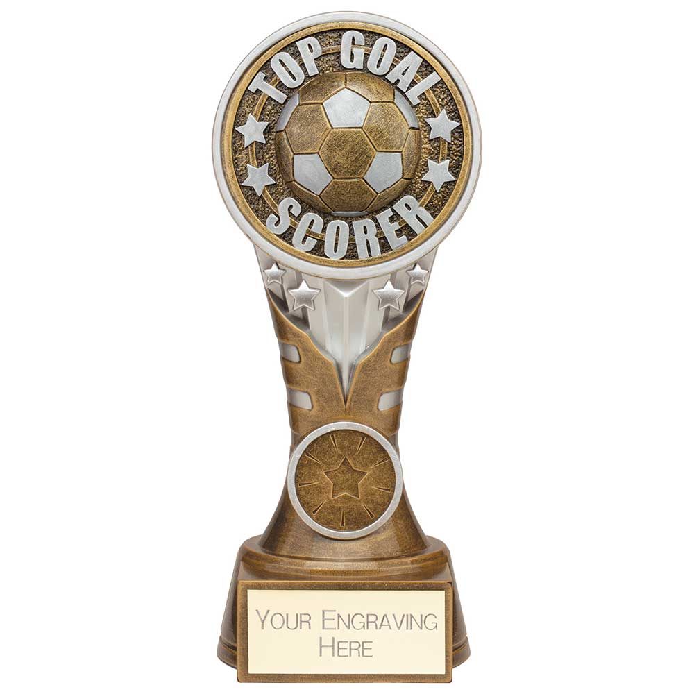 Ikon Football Tower Top Goal Scorer Award - Antique Silver & Gold