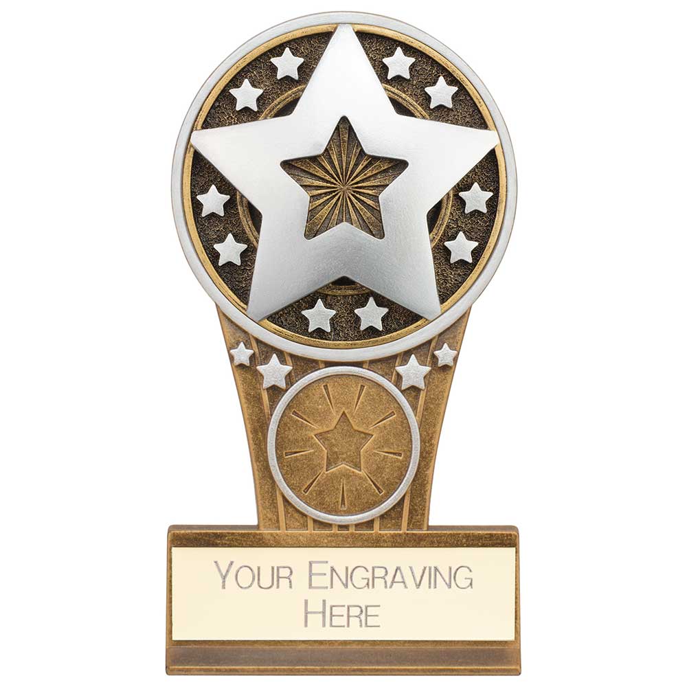 Ikon Tower Achievement Star Award - Antique Silver & Gold