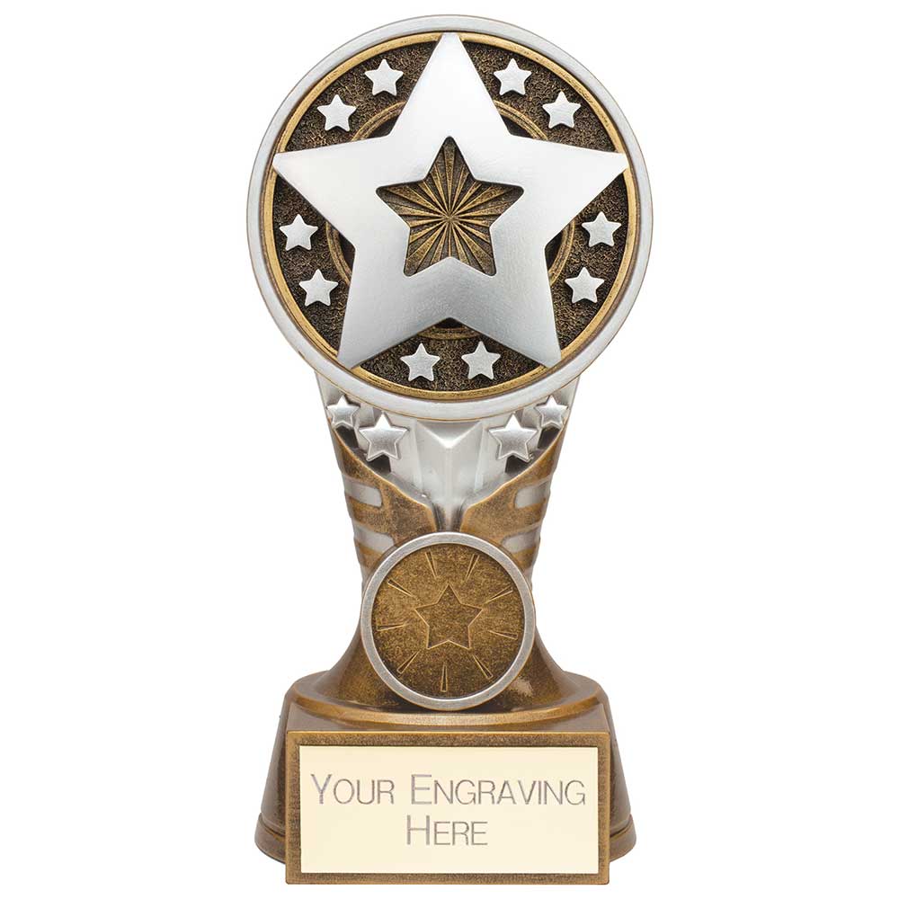 Ikon Tower Achievement Star Award - Antique Silver & Gold