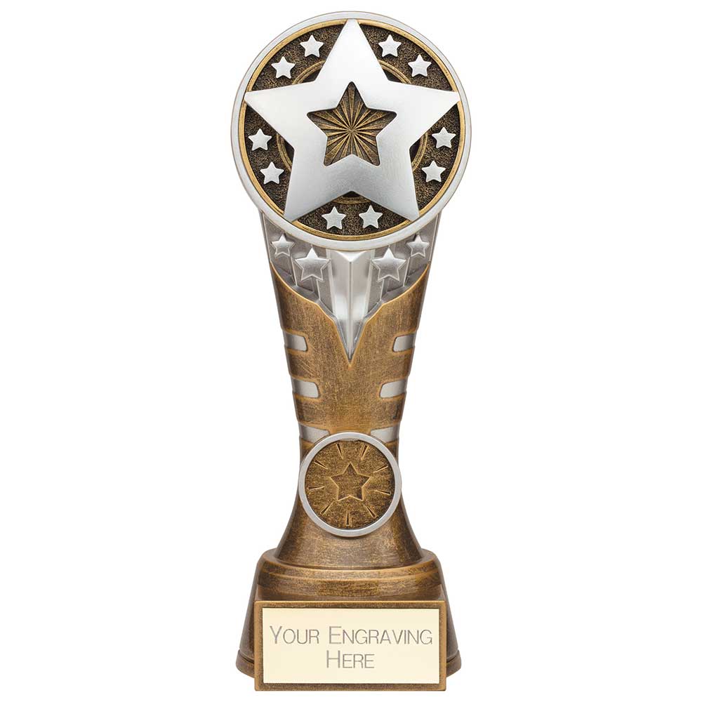 Ikon Tower Achievement Star Award - Antique Silver & Gold