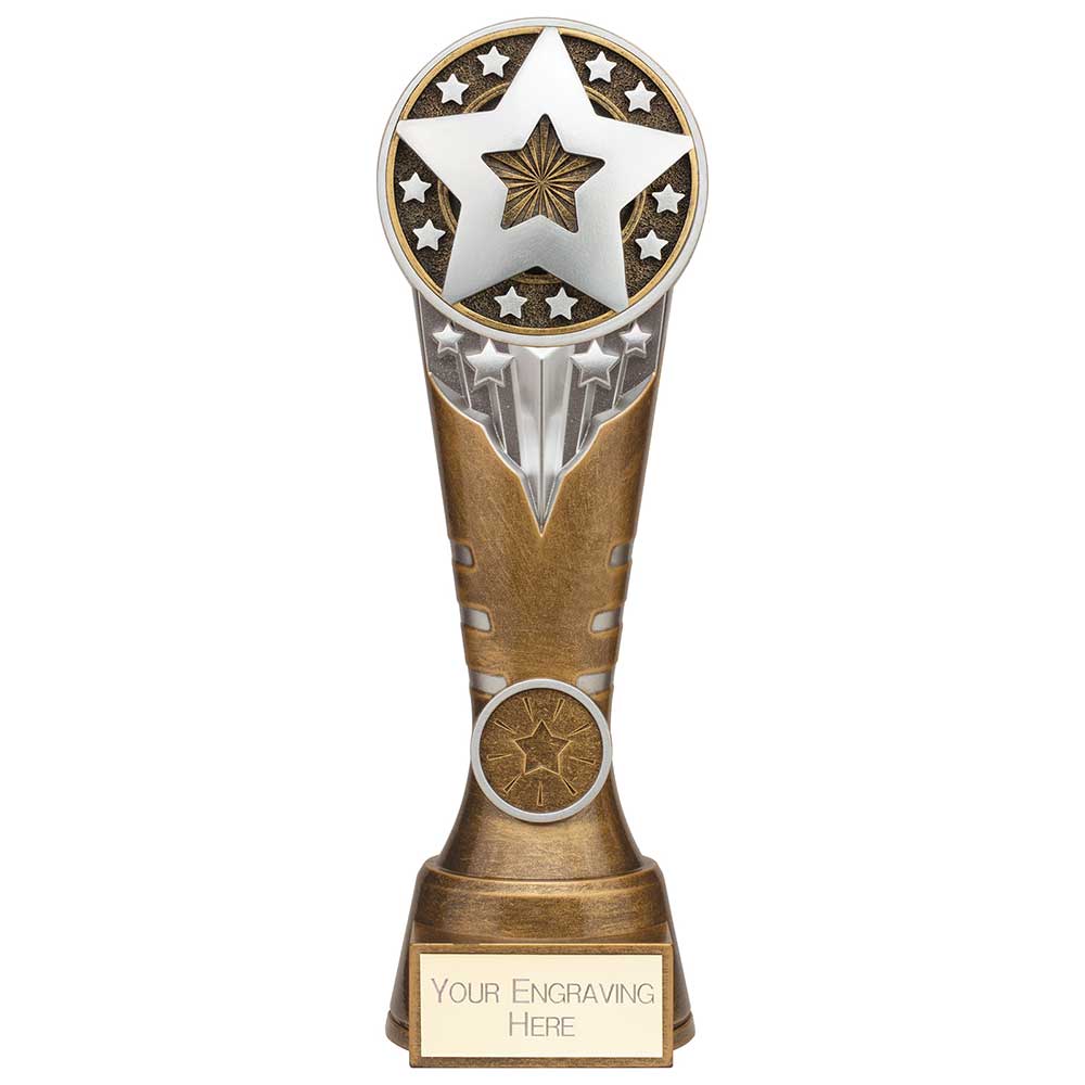 Ikon Tower Achievement Star Award - Antique Silver & Gold