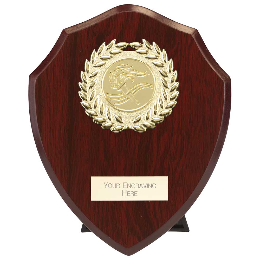 Victory Award Wreath Wooden Shield - Cracked Cherry