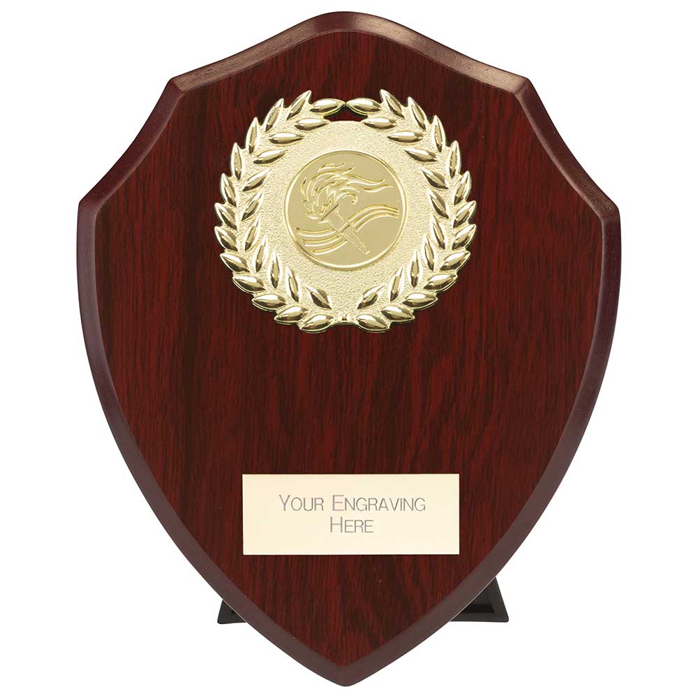 Victory Award Wreath Wooden Shield - Cracked Cherry