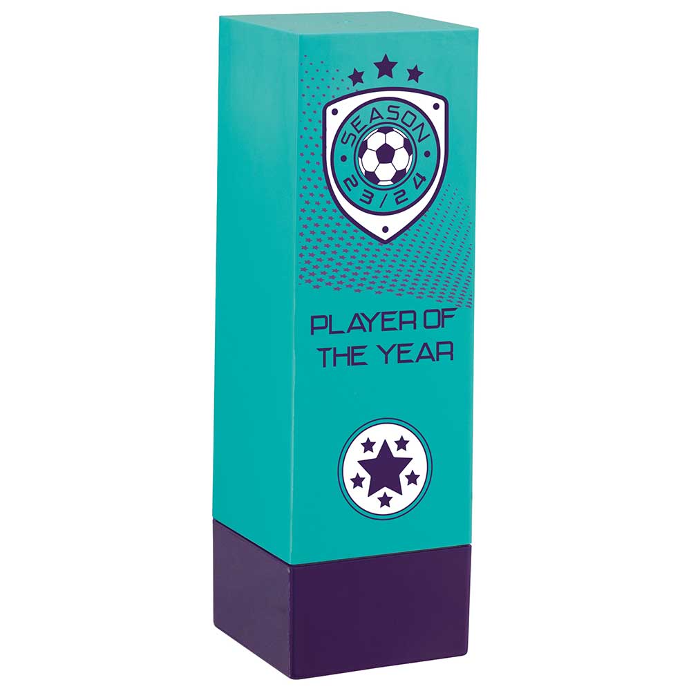 Prodigy Premier Football Tower Player Of The Year Award - Green & Purple (160mm Height)