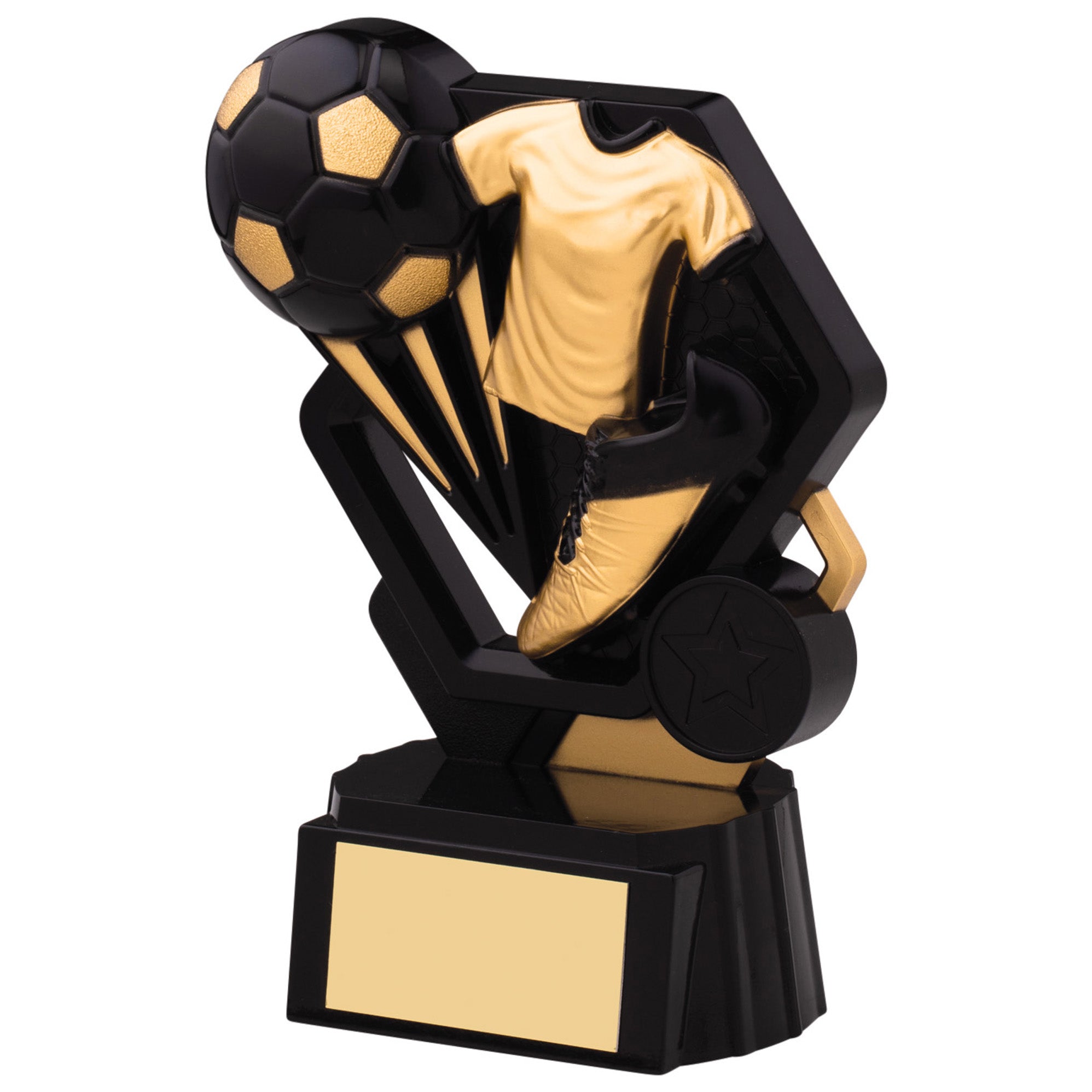 6" Thunder Gold/Black Football Award with Personalised Plate and 1" Centre