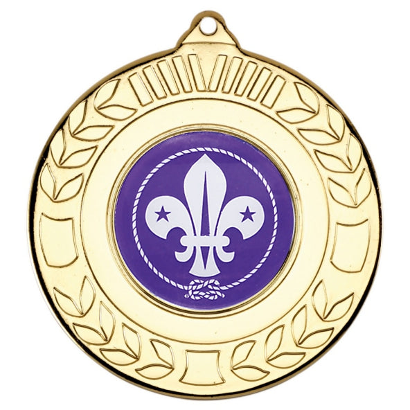 Scouts Fleur De Lis Gold Laurel 50mm Medal