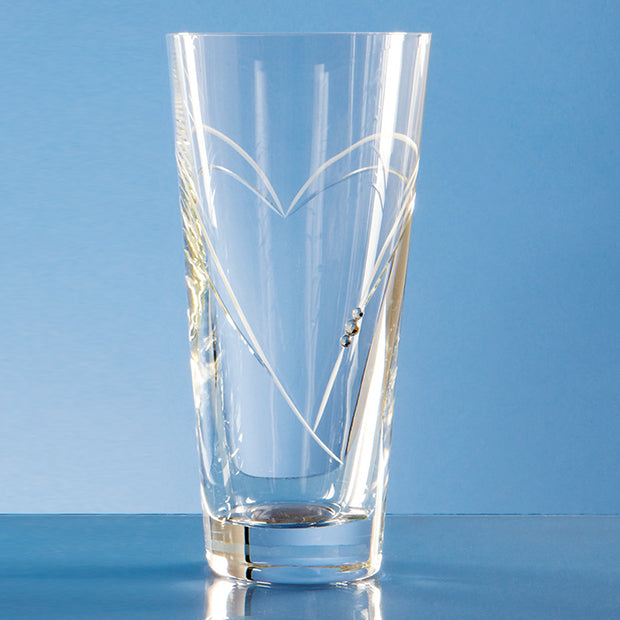 Engraved Diamante Conical Vase with Heart Cutting