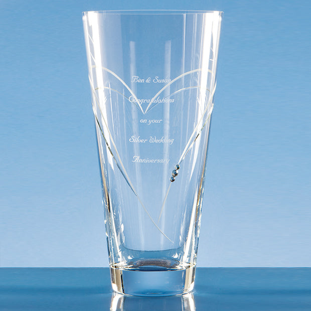 Engraved Diamante Conical Vase with Heart Cutting