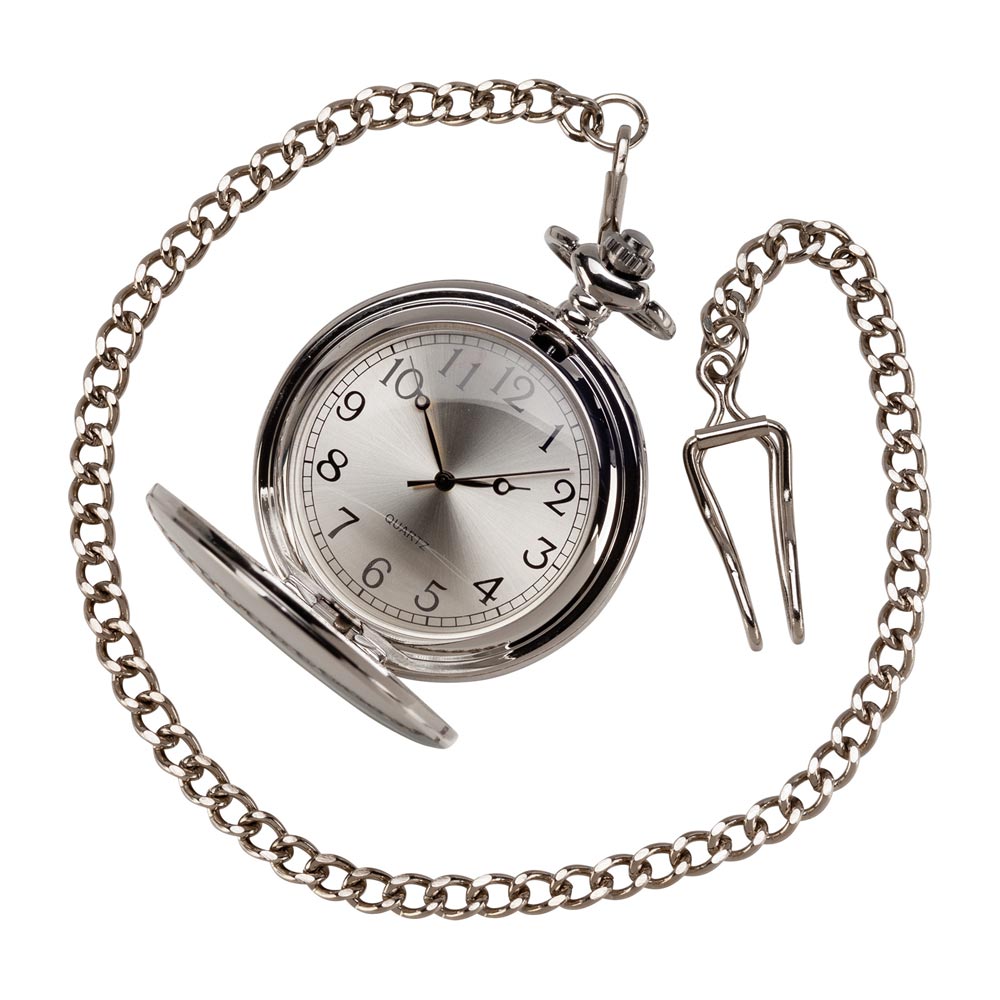 Timeless Engraved Pocket Watch Polished Steel 65mm