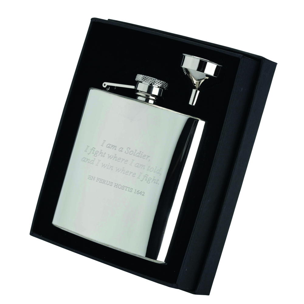 6oz Engraved Stainless Steel Hip Flask With Captive Top - 4.25in