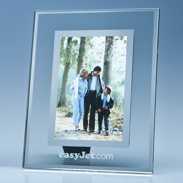 Clear Glass Frame with a Mirror Inlay for 4" x 6" Photo (V)