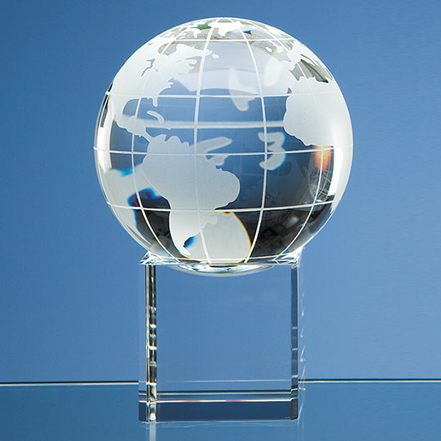 Engraved Crystal Globe on Base