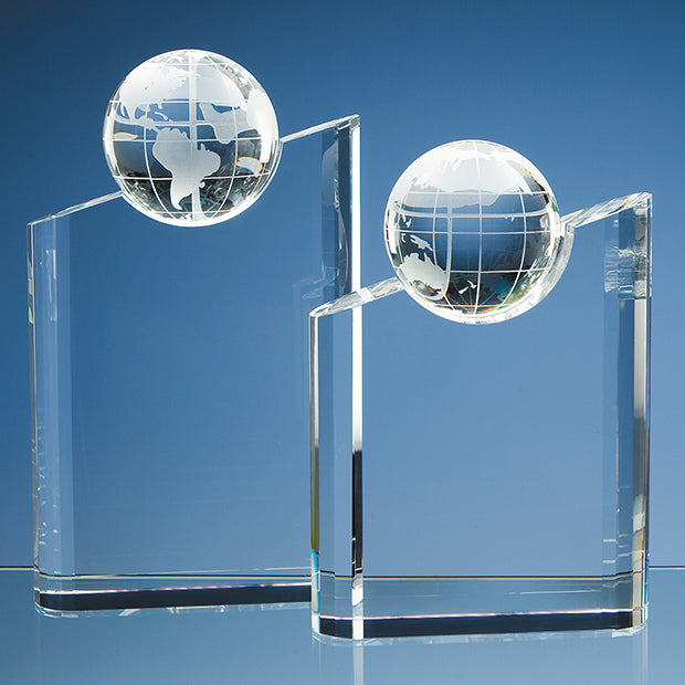 Engraved Crystal Globe Mountain Award
