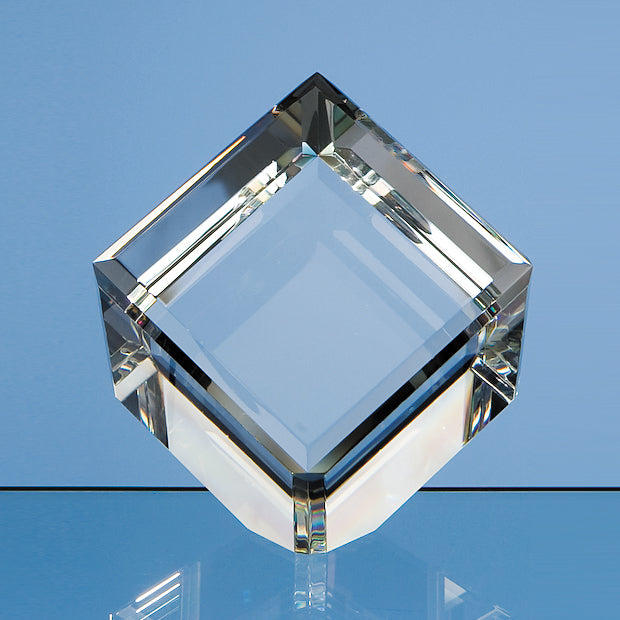 Engraved Crystal Bevel Edged Cube