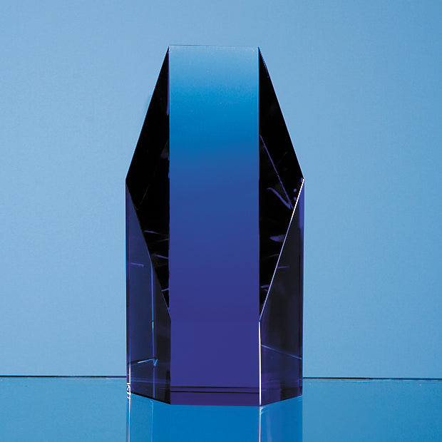 Engraved Sapphire Blue Crystal Hexagon Award