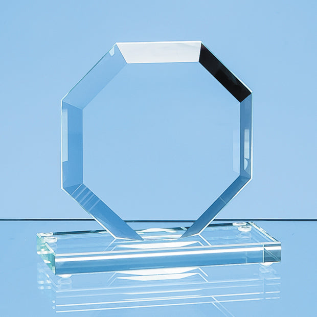 Engraved Jade Glass Facet Octagon Award