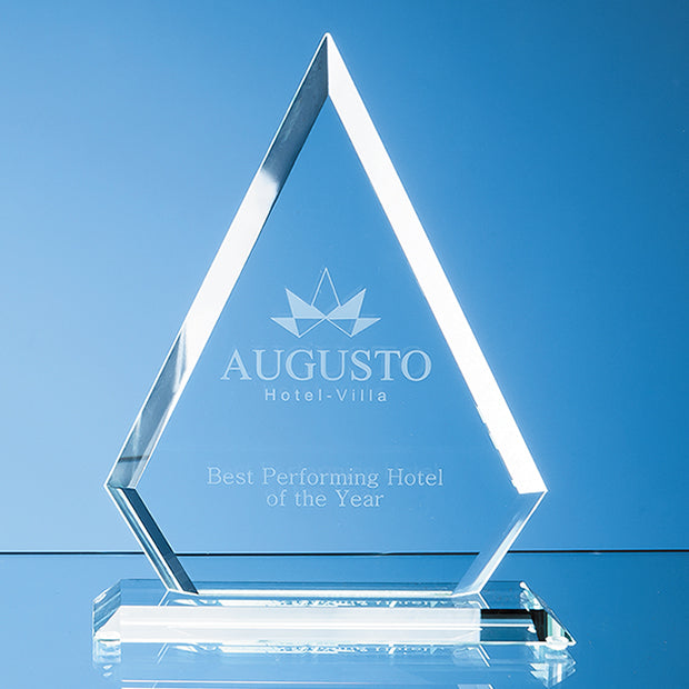 Engraved Jade Glass Facet Diamond Award