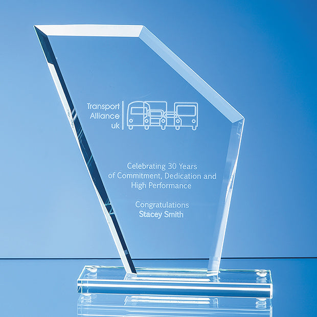 Engraved Jade Glass Wing Award
