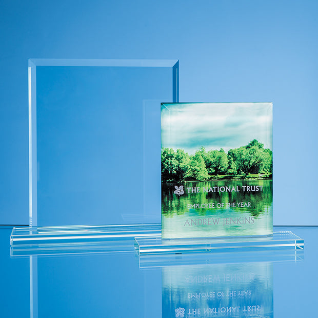 Engraved Jade Glass Bevel Edged Rectangle Award